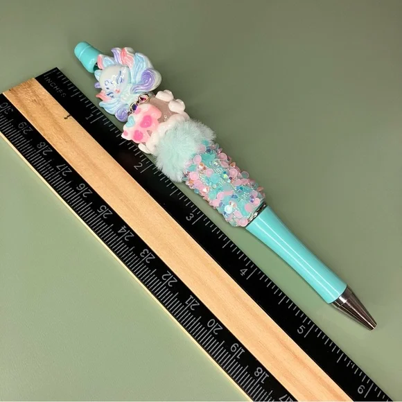Nine Tailed Fox Handmade Beaded Pen with Furry and Handpainted Accents - Picture 7 of 7